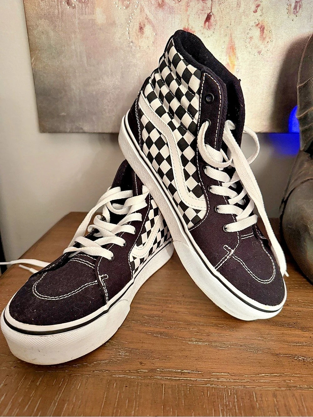 Vans Sk8-Hi Checkered High-Top Sneakers US 5.5